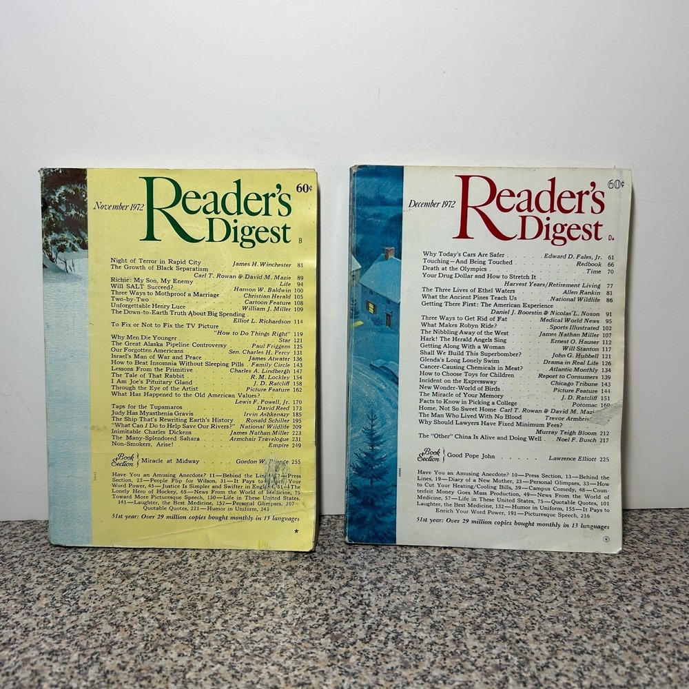 1973 November December READER'S DIGESTโ MAGAZINE Vintage History Short Stories